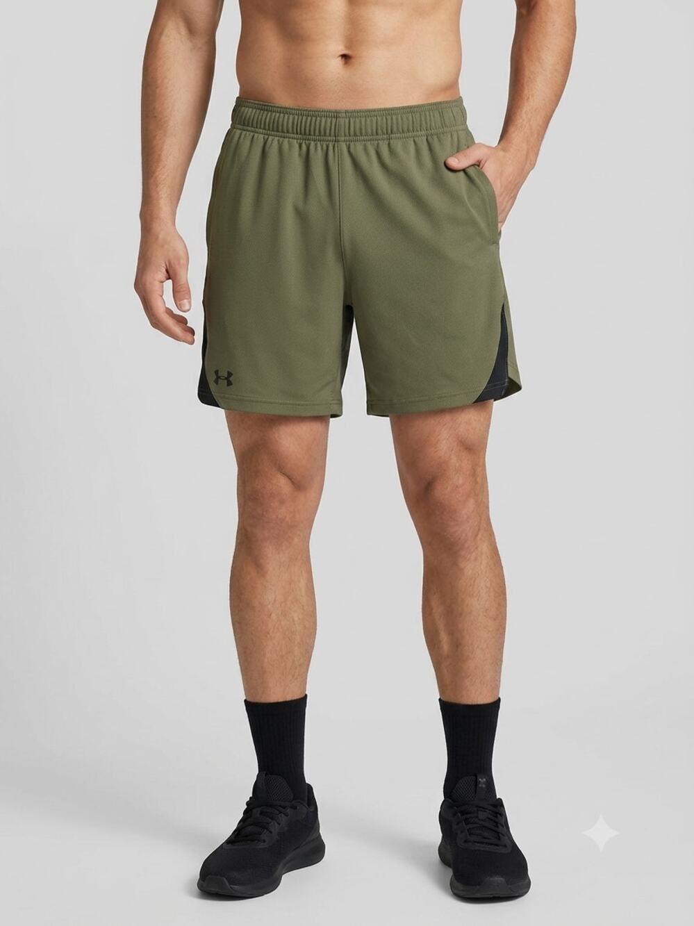 NWT Under Armour UA Elevated Woven 2.0 Athletic Shorts Mens M Olive Green Logo